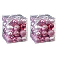 Christmas goods 100x Mix roze kunststof kerstballen 6 cm mat/glans -