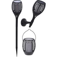 Pro Garden Set van 4x stuks solar tuinlampen/fakkels 3 in 1 met vlameffect op zonne-energie 78 cm -