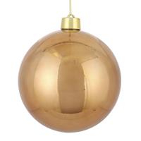 1x Grote kunststof decoratie kerstbal licht koper 25 cm -