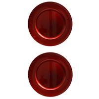 Bellatio 12x stuks diner borden/onderborden rood glimmend 33 cm -