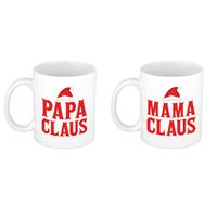 Bellatio Papa en Mama Claus koffiemokken / bekers kerstcadeau vader/moeder 300 ml -