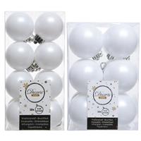 Decoris Kerstversiering kunststof kerstballen winter wit 4-6 cm pakket van 40x stuks -