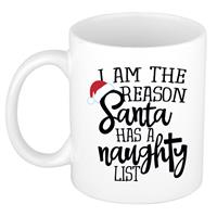 Bellatio I am the reason Santa has a naughty list koffiemok / theebeker Kerstmis kerstcadeau 300 ml -