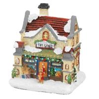 Bellatio Kerstdorp kersthuisjes speelgoedwinkel met verlichting 9 x 11 x 12,5 cm -