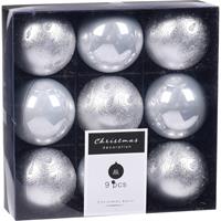 18x Kerstboomversiering luxe kunststof kerstballen zilver 6 cm -