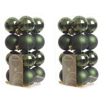 32x Donkergroene kerstballen 4 cm kunststof mat/glans -