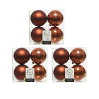 Decoris 24x stuks kunststof kerstballen terra bruin 10 cm glans/mat -