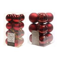 Decoris Kerstversiering kunststof kerstballen donkerrood 4-6 cm pakket van 40x stuks -