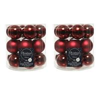 Decoris 36x stuks kleine glazen kerstballen donkerrood (oxblood) 4 cm mat/glans -