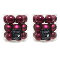 Decoris 36x stuks kleine glazen kerstballen framboos roze (magnolia) 4 cm mat/glans -