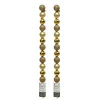 Decoris 28x Kleine gouden kunststof kerstballen 3 cm glans/mat/glitter -