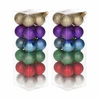 Bellatio 48x Kleine pastel gekleurde kerstballen van kunststof 3 cm -