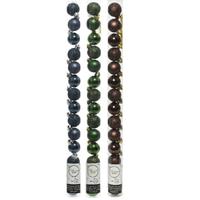 Bellatio 42x Stuks kunststof kerstballen mix donkerbruin/donkerblauw/donkergroen 3 cm -