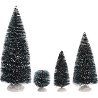 Bellatio Kerstdorp onderdelen 9x decoratie dennenbomen/kerstbomen besneeuwd -