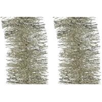 Bellatio 4x Licht parel/champagne kerstslingers 10 cm breed x 270 cm -