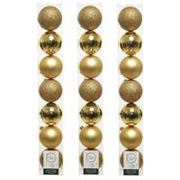 Decoris 21x stuks kunststof kerstballen gouden 8 cm glans/mat/glitter -