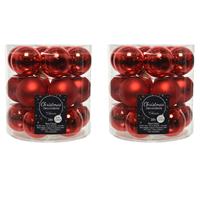 Decoris 36x stuks kleine glazen kerstballen rood 4 cm mat/glans -