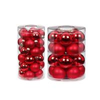 Bellatio 50x stuks glazen kerstballen rood mix 4 en 6 cm glans en mat -