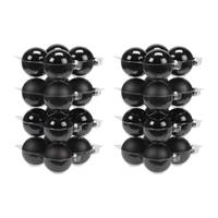 Bellatio 32x Zwarte glazen kerstballen combi 8 cm mat/glans -