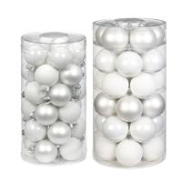 Bellatio 50x stuks glazen kerstballen wit 4 en 6 cm glans en mat -