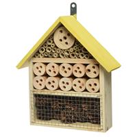 Decoris Geel insectenhotel huisje 29 cm -