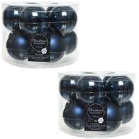 Decoris 20x Donkerblauwe glazen kerstballen 6 cm glans en mat -