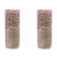 Decoris 3x stuks lichtroze kralenslingers kerstslingers 10 meter -