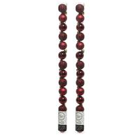 Decoris 28x stuks kleine kunststof kerstballen donkerrood 3 cm -