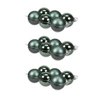Bellatio 18x stuks glazen kerstballen emerald groen (greenlake) 8 cm mat/glans -