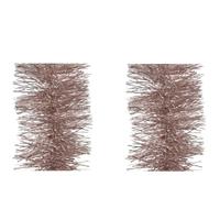 Decoris 6x stuks lichtroze kerstslingers 10 cm breed x 270 cm kerstboomversiering -
