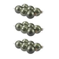 Bellatio 18x stuks glazen kerstballen graniet groen 8 cm mat/glans -