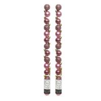 Decoris 28x stuks kleine kunststof kerstballen oudroze (velvet) 3 cm -