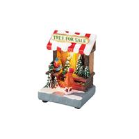 Kerstdorp kersthuisjes kerstbomen winkeltje met verlichting 8 x 11 cm -