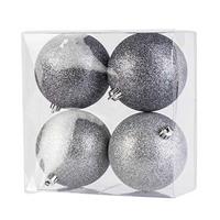 Cosy & Trendy 8x Zilveren glitter kerstballen 10 cm kunststof -