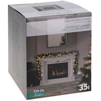 Bellatio 2x Dennenslingers/dennen guirlandes met 35 LED lampjes/lichtjes 270 cm -