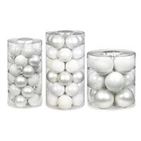 Bellatio 72x stuks glazen kerstballen wit 4, 6 en 8 cm glans en mat -