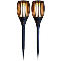Set van 4x stuks solar tuinlampen/fakkels met vlameffect op zonne-energie 78 cm -