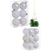 Cosy & Trendy Kerstversiering set kerstballen met piek wit 6 - 8 cm - pakket van 37x stuks -