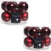 Decoris 20x Donkerrode glazen kerstballen 6 cm glans en mat -