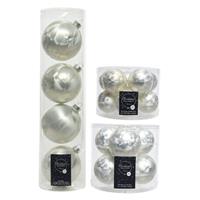 Decoris Glazen kerstballen pakket ijslak wit glans/mat 26x stuks diverse maten -