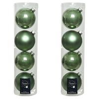 Decoris 8x Salie groene glazen kerstballen 10 cm glans en mat -