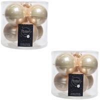 Decoris 12x Licht parel/champagne glazen kerstballen 8 cm glans en mat -