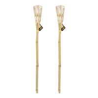 Pakket van 8x stuks bamboe tuinfakkels citronella met Led verlichting 76 cm -