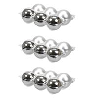Bellatio 18x stuks glazen kerstballen zilver 8 cm mat/glans -
