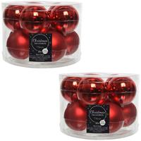 Decoris 20x Kerst rode glazen kerstballen 6 cm glans en mat -