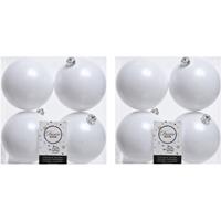 Decoris 32x Winter witte kerstballen 10 cm kunststof mat -