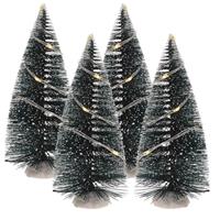 Bellatio Kerstdorp onderdelen 4x kerstboom 15 cm met LED verlichting -