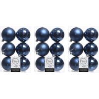 18x Donkerblauwe kerstballen 8 cm kunststof mat/glans -