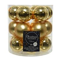 Decoris 18x stuks kleine glazen kerstballen goud 4 cm mat/glans -