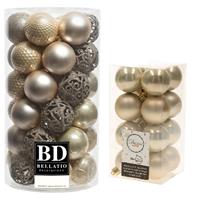 Decoris Kerstversiering kunststof kerstballen parel/champagne 4-6 cm pakket van 53x stuks -